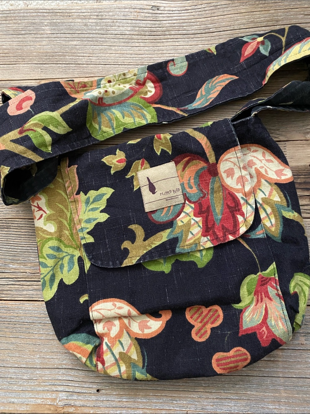 Flipped Bird Reversible Shoulder Bag. Floral/Butterflies.
